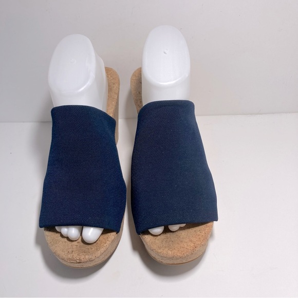 LUCKY BRAND Marilynn Wedge Sandals Tall Heels Navy Blue Womens Size 9 - Picture 3 of 14